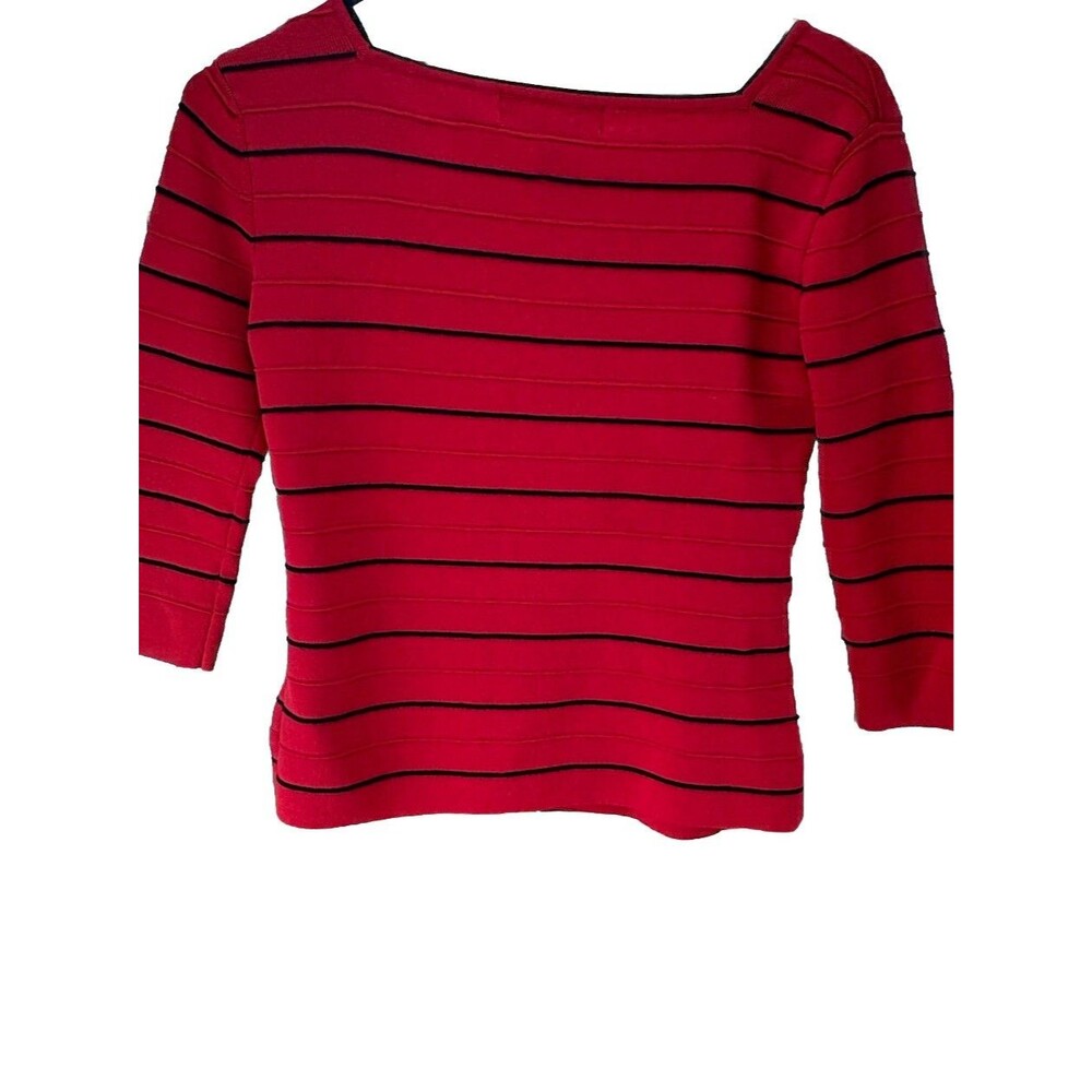 J.A.C Sweater Women’s Med Red Striped Corporate Chic Secretary Office